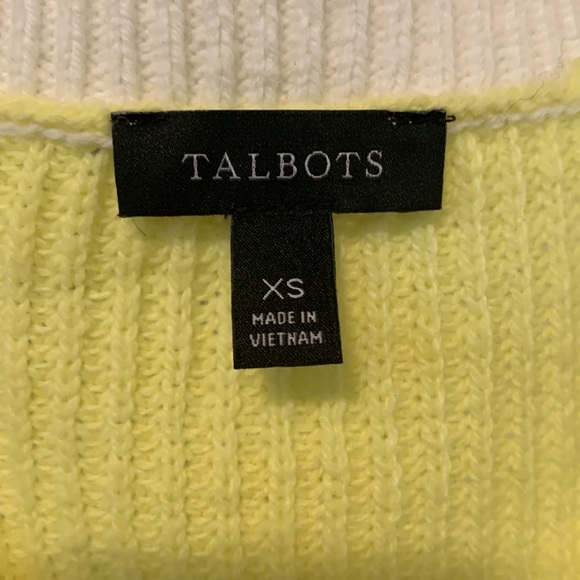 Spring bright yellow pop and white trim Talbots sweater Size XS - Picture 2 of 3